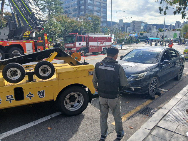 ‘2025 재난대응 안전한국훈련’ 견인차량 합동훈련 현장(사진=금천구시설관리공단)