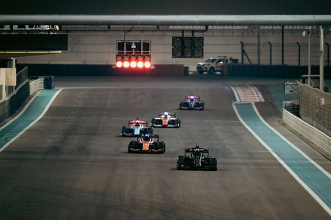 EAV-25 autonomous racecars during multicar testing at Yas Marina Circuit ahead of A2RL Season 2 in Abu Dhabi. (Photo: AETOSWire)