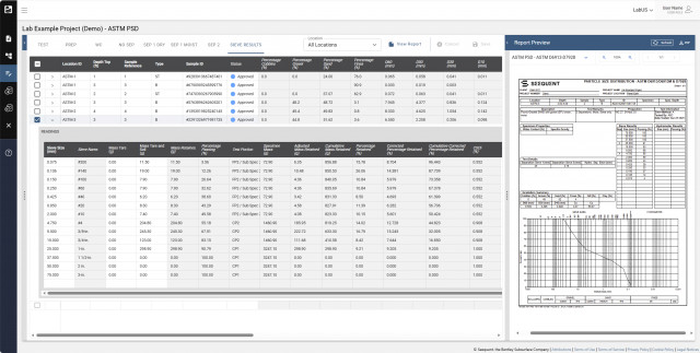 Particle size distribution (PSD) sieve and hydrometer test data can be analysed in OpenGround to enable soil classification for engineering.