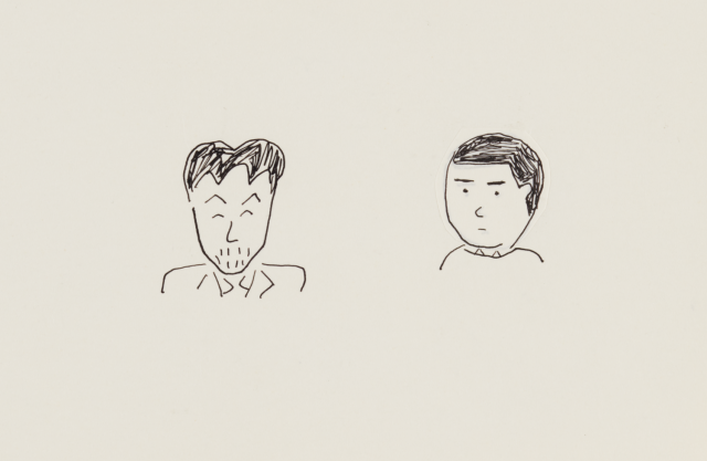 안자이 미즈마루가 그린 미즈마루(왼쪽)와 하루키(오른쪽)