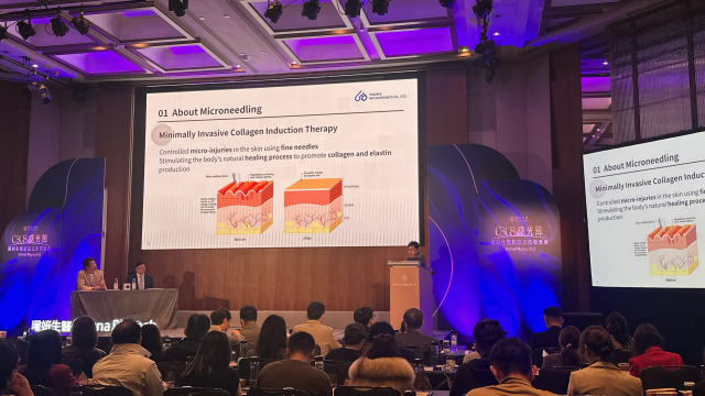 우리메카의 의학자문위원인 최한규 원장이 마이크로니들링의 효능과 CODE-X를 활용한 시술 프로토콜을 강의하고 있다